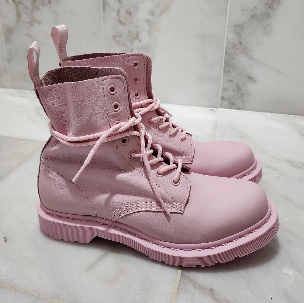 Dr. Martens Pink Leather Ankle Boots